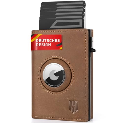 DODENSHA® AirTag* Wallet mit RFID Schut I Geldbörse Herren mit Münzfach I Smart Airtag Klein für 10+ Karten I Geldbeutel Herren Kartenetui I Slim Wallet for Men I Vintage Braun von DODENSHA