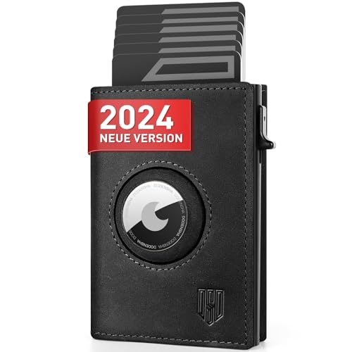 DODENSHA® MagSnap Airtag Wallet Herren mit RFID Schut I Kartenetui Herren I Smart Wallet Klein für 10+ Karten I Wallet mit Münzfach I Portmonee Herren mit AirTag* Fach I Geldbörse Herren I Schwarz von DODENSHA