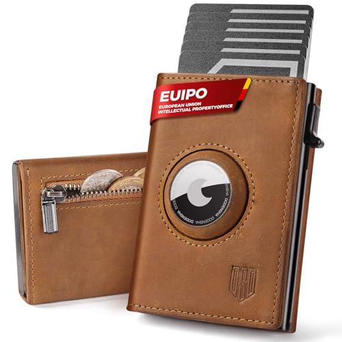 DODENSHA® AirTag* Geldbörse mit Münzfach I Smart Airtag Wallet Klein mit RFID Schutz I Geldbörse Herren für 10+ Karten I Slim Wallet for Men I Kartenetui Herren mit Air Tag* Fach-NEU Brown von DODENSHA