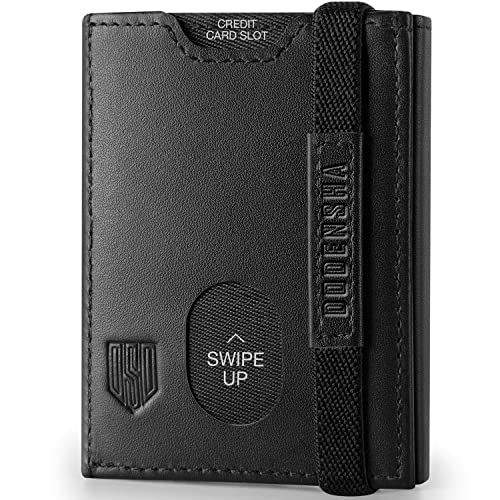 Mini Geldbörse mit Münzfach und RFID-Schutz I Portmonee Herren I Kartenetui Geldbeutel Leder I Slim Wallet I Karten Portemonnaie Klein Kreditkartenetui für Herren von DODENSHA