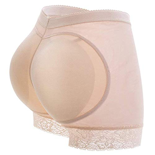 DODOING Fake Butt Lifter Pants Lace Hip Enhancer Pads Unterwäsche Shapewear Control Padded Panties Boyshorts für Frauen, Beige#, 38 von DODOING