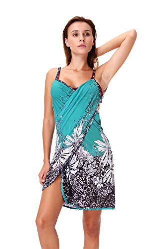 DODOING Sexy Spaghetti-Träger, rückenfrei, langes Wickelkleid, Strandkleid, Bikini-Überzug Gr. onesize, blau von DODOING