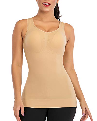 Damen BH-Hemd Unterhemd mit integriertem Gepolstertem BH ohne Bügel Bustier Nahtlos Ärmellos Shirt Basic Tank Tops Unterwäsche für Das Tägliche Tragen von Yoga von DODOING