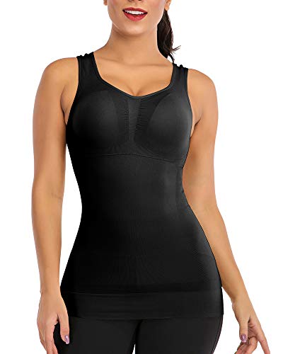 Damen BH-Hemd Unterhemd mit integriertem Gepolstertem BH ohne Bügel Bustier Nahtlos Ärmellos Shirt Basic Tank Tops Unterwäsche für Das Tägliche Tragen von Yoga von DODOING