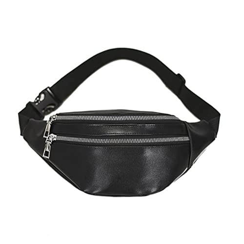 Bauchtasche mit Taschen, verstellbarer Gürtel, PU-Leder für Herren und Damen, Reisetasche, Schwarz von DODORO