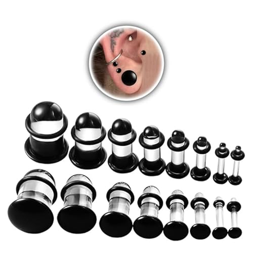 DOEARKO Dehnstäbe Tunnel Set 8 Paare Glas Ohr Tunnel Plug mit O-ringe Ohr Messgeräte Expander Set Piercings Schmuck für Frauen Männer (1.6-10mm) von DOEARKO