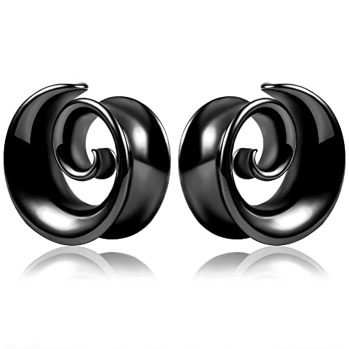 DOEARKO Flesh Tunnel Saddles Ohr Tunnel Set Edelstahl Ohr Plug Expander Gestreckte Piercing Jewellery für Frauen und Männer (Schwarz,16mm) von DOEARKO