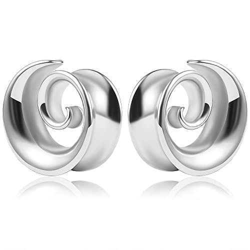 DOEARKO Flesh Tunnel Saddles Ohr Tunnel Set Edelstahl Ohr Plug Expander Gestreckte Piercing Jewellery für Frauen und Männer (Silber,16mm) von DOEARKO