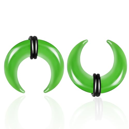 DOEARKO Glase Pincher Tapers Septum Ring C Form Buffalo Horn Ohr Tunnel Expander Dehnungsschnecke mit O Ringe Stretcher Expander Piercing Schmuck für Frauen Männer (Grün, 4mm) von DOEARKO