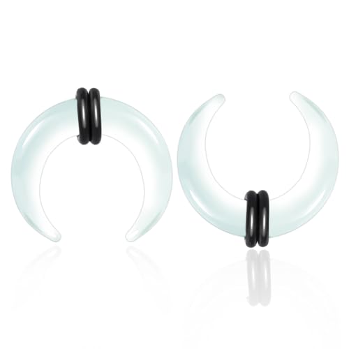 DOEARKO Glase Pincher Tapers Septum Ring C Form Buffalo Horn Ohr Tunnel Expander Dehnungsschnecke mit O Ringe Stretcher Expander Piercing Schmuck für Frauen Männer (Transparenz, 5mm) von DOEARKO