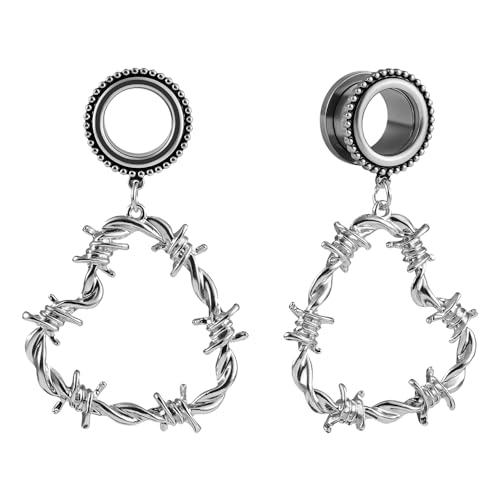 DOEARKO Ohr Flesh Tunnel 1 Paare Edelstahl Ohr Tunnel Anhänger Double Flared Ohr Plug Expander Ohrpiercing Gestreckte Schmuck für Frauen und Männer 8mm von DOEARKO