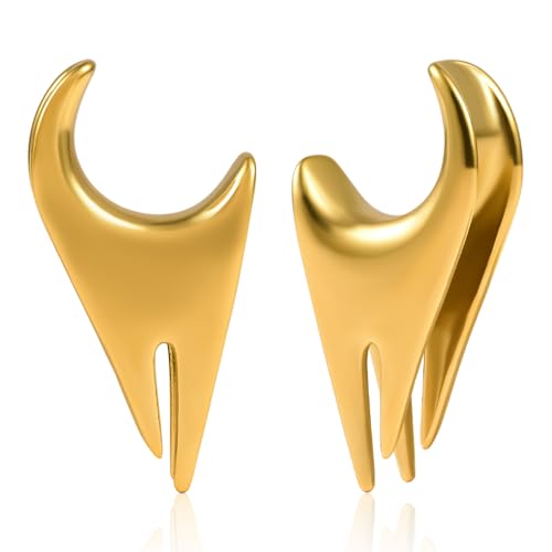 DOEARKO Ohr Flesh Tunnel 1 Paare Ohr Tunnel Plug Edelstahl Double Flared Flesh Plugs Ohrpiercing Gestreckte Schmuck für Frauen und Männer (Gold,10mm) von DOEARKO