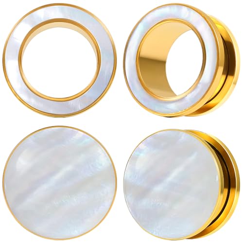DOEARKO Ohr Flesh Tunnel 1 Paare Ohr Tunnel Plug Edelstahl Double Flared Ohr Plug Expander Piercing Schmuck für Frauen und Männer (Gold,12mm) von DOEARKO