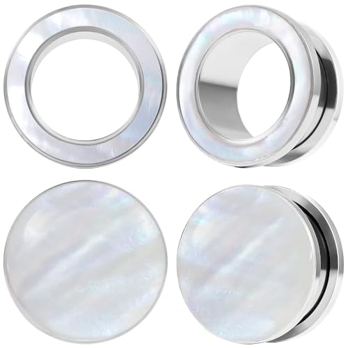 DOEARKO Ohr Flesh Tunnel 1 Paare Ohr Tunnel Plug Edelstahl Double Flared Ohr Plug Expander Piercing Schmuck für Frauen und Männer (Silber,14mm) von DOEARKO