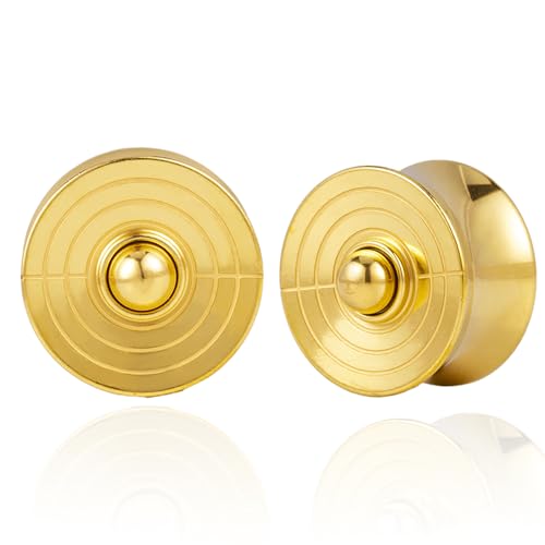 DOEARKO Ohr Flesh Tunnel 1 Paare Ohr Tunnel Plug Edelstahl Ohr Plug Expander Piercing Schmuck für Frauen und Männer 8mm-16mm (Gold,12mm) von DOEARKO