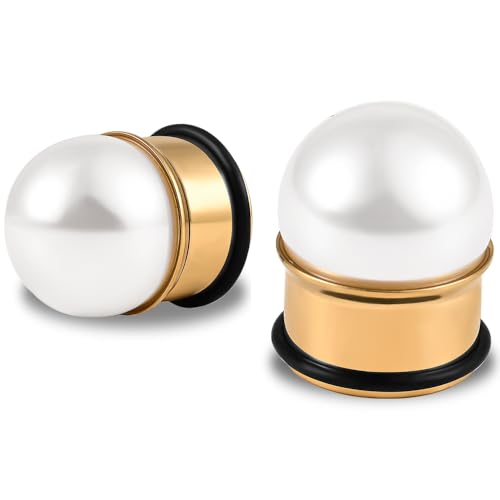 DOEARKO Ohr Flesh Tunnel 1 Paare Ohr Tunnel Plug Perle Schraubverschluss Edelstahl Ohr Plug Expander Ohrpiercing Schmuck für Frauen und Männer 6mm-16mm (Gold, 12mm) von DOEARKO