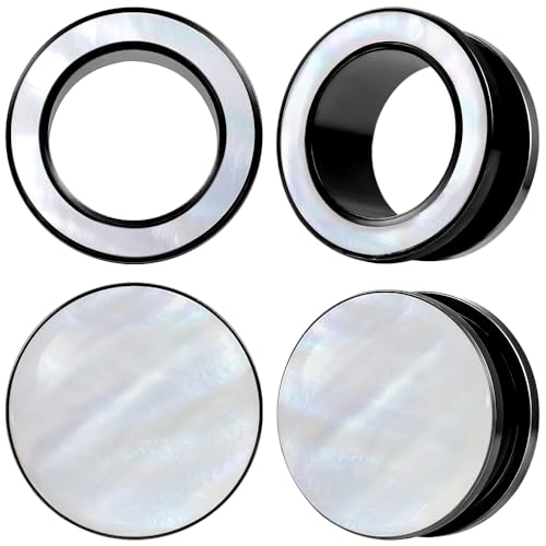 DOEARKO Ohr Flesh Tunnel 2 Paare Ohr Tunnel Plug Edelstahl Double Flared Ohr Plug Expander Piercing Schmuck für Frauen und Männer (Schwarz,10mm) von DOEARKO