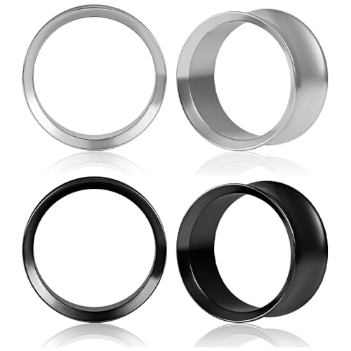 DOEARKO Ohr Flesh Tunnel 2 Paare Ohrpiercing Edelstahl Double Flared Schwarz Silber Ohr Plug Gestreckte Expander Piercing Schmuck für Frauen und Männer 14mm von DOEARKO