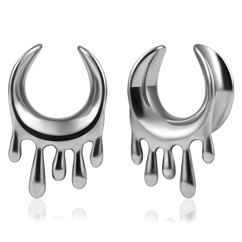 DOEARKO Ohr Flesh Tunnel Saddles Ohr Tunnel Plug Edelstah Hohl Ohr Piercing Schmuck für Frauen und Männer 8-16MM (Silber-2, 16MM) von DOEARKO