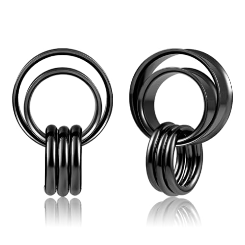 DOEARKO Ohr Flesh Tunnel mit Ringen Double Flared Ohr Tunnel Plug Edelstahl Ohr Gewichte Ohr Expander Ohrpiercing Gestreckte Schmuck für Frauen und Männer (Schwarz,16mm) von DOEARKO