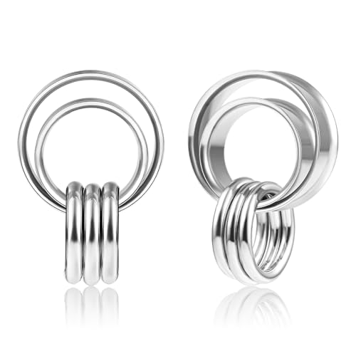 DOEARKO Ohr Flesh Tunnel mit Ringen Double Flared Ohr Tunnel Plug Edelstahl Ohr Gewichte Ohr Expander Ohrpiercing Gestreckte Schmuck für Frauen und Männer (Silber,14mm) von DOEARKO