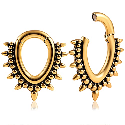 DOEARKO Ohr Gewichte Ohr Flesh Tunnel Vintage Ear Weights Hangers Edelstahl Ohr Piercing Gestreckte Schmuck für Frauen und Männer (Punk-6mm-Gold) von DOEARKO