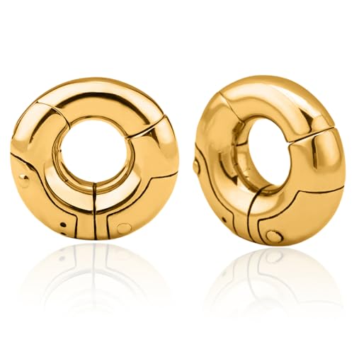 DOEARKO Ohr Gewichte Ohr Flesh Tunnel Vintage Ear Weights Hangers Edelstahl Ohr Piercing Gestreckte Schmuck für Frauen und Männer (Hoop-8mm-Gold) von DOEARKO