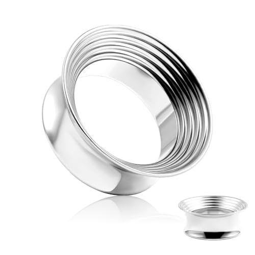 DOEARKO Ohr Tunnel 1 Paare Ohr Flesh Tunnel Edelstahl Double Flared Ohr Plug Expander Ohrpiercing Gestreckte Schmuck für Frauen und Männer (Silber,10mm) von DOEARKO