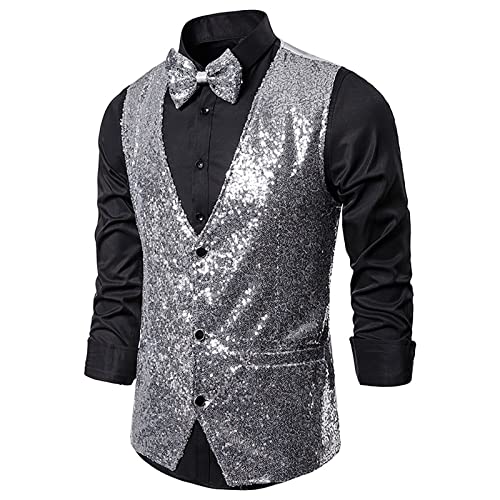 DOExert Pailletten Weste Herren Weste Pailletten Blazer Party Anzug Jacke Basis - Hochzeiten Bankett Prom Smoking Mantel Frack Formal von DOExert