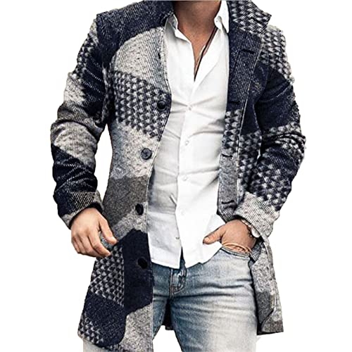 DOExert Trenchcoat für Herren Slim Fit - Herren Karierter Anzug Lange Jacke Lässige Cabanjacke Business Mantel Mode Outwear 2022 von DOExert