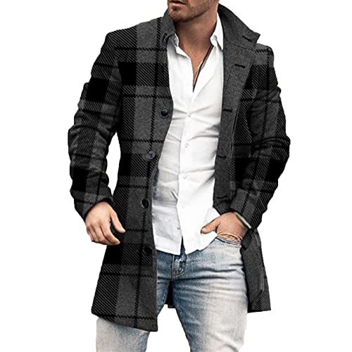 DOExert Trenchcoat für Herren Slim Fit - Herren Karierter Anzug Lange Jacke Lässige Cabanjacke Business Mantel Mode Outwear 2022 von DOExert