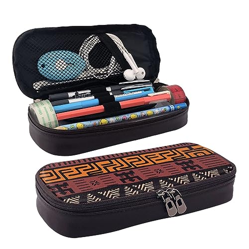 African Mud Cloth Tribal Printed Cute Pencil Case Aesthetic Pencil Pouch Special Pen Case Artificial Leather Pencil Bag Durable Pencil Box Zipper Pencil Cases For Men Women Office Work And Study, von DOFFO