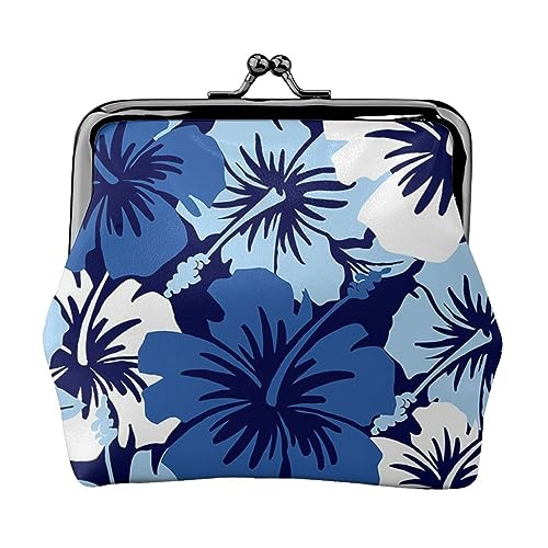 Blau Hibiskus Gedruckt Geldbörse Für Frauen Brieftasche Tasche Pu Leder Ändern Pouch Kiss-Lock Vintage Beutel, Blauer Hibiskus, Einheitsgröße, Vintage von DOFFO