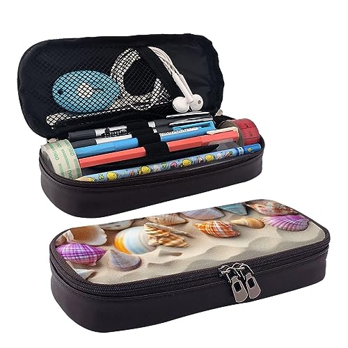 Bunte Muscheln und Muscheln Gedruckt Niedlich Bleistift Fall Ästhetische Bleistift Tasche Spezielle Stift Fall Kunstleder Bleistift Tasche Langlebig Bleistift Box Reißverschluss Federmäppchen Für von DOFFO