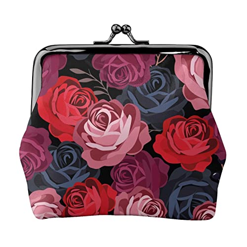 Bunte Schwimmende Blätter Gedruckt Geldbörse Für Frauen Brieftasche Tasche Pu Leder Ändern Beutel Kiss-Lock Vintage Beutel, Romantische Rose Darker, Einheitsgröße, Vintage von DOFFO