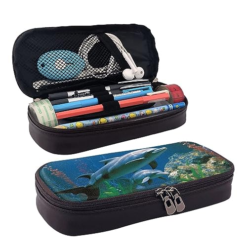 DOFFO Aquatic Biologicals Gedruckt Niedlich Bleistift Fall Ästhetische Bleistift Tasche Spezielle Stift Fall Kunstleder Bleistift Tasche Langlebig Bleistift Box Reißverschluss Federmäppchen Für Männer von DOFFO