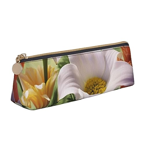 DOFFO Beauty Flowers Printed Cute Pencil Case Aesthetic Pencil Pouch Special Pen Case Small Pencil Bag Durable Pencil Box Zipper Pencil Cases For Women Office Work And Study, weiß, Einheitsgröße von DOFFO