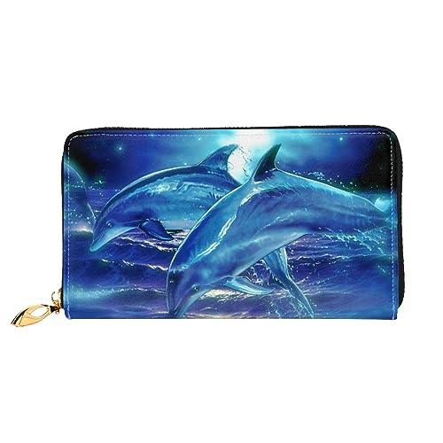 DOFFO Blau Ozean Print Leder Brieftasche Für Frauen Geldbörse Schlank Reißverschluss Telefon Kleingeld Geldbörse Kupplung Kartenhalter Fall Brieftasche, Blau - Blue Ocean, Einheitsgröße von DOFFO