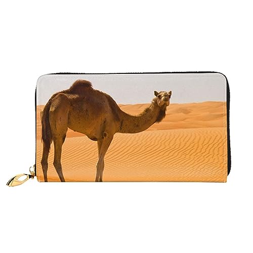 DOFFO Blau Ozean Print Leder Brieftasche Für Frauen Geldbörse Schlank Reißverschluss Telefon Kleingeld Geldbörse Kupplung Kartenhalter Fall Brieftasche, Desert Sand Camel, Einheitsgröße von DOFFO