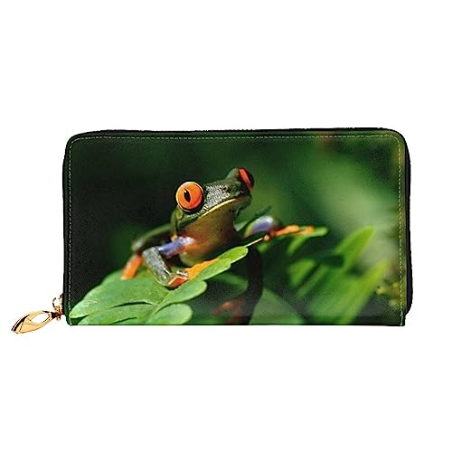 DOFFO Blau Ozean Print Leder Brieftasche Für Frauen Geldbörse Schlank Reißverschluss Telefon Kleingeld Geldbörse Kupplung Kartenhalter Fall Brieftasche, Friedensfrosch Baum, Einheitsgröße von DOFFO