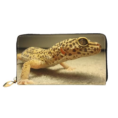 DOFFO Blau Ozean Print Leder Brieftasche Für Frauen Geldbörse Schlank Reißverschluss Telefon Kleingeld Geldbörse Kupplung Kartenhalter Fall Brieftasche, Sand Leopard Gecko, Einheitsgröße von DOFFO