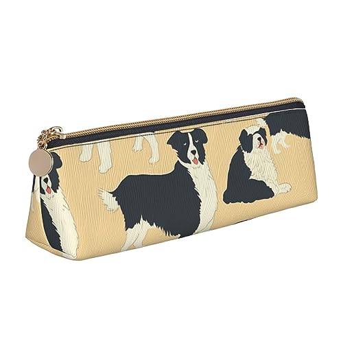 DOFFO Border Collie Muster Gedruckt Niedlich Bleistift Fall Ästhetische Bleistift Tasche Spezielle Stift Fall Kleine Bleistift Tasche Langlebig Bleistift Box Reißverschluss Federmäppchen Für Frauen von DOFFO