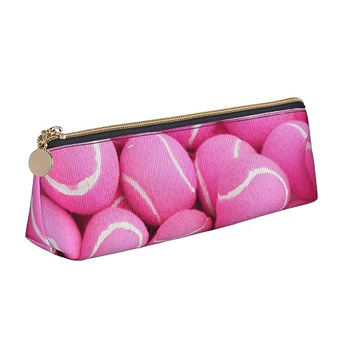 DOFFO Bright Pink Tennis Balls Printed Cute Pencil Case Aesthetic Pencil Pouch Special Pen Case Small Pencil Bag Durable Pencil Box Zipper Pencil Cases For Women Office Work And Study, weiß, von DOFFO