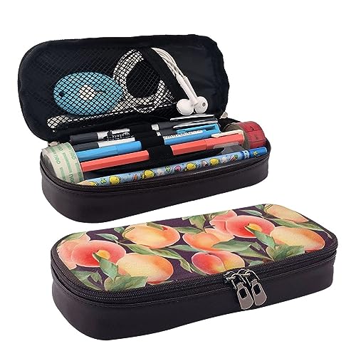 DOFFO Bunte Pfirsich Gedruckt Niedlich Bleistift Fall Ästhetische Bleistift Tasche Spezielle Stift Fall Kunstleder Bleistift Tasche Langlebig Bleistift Box Reißverschluss Bleistift Fällen Für Männer von DOFFO