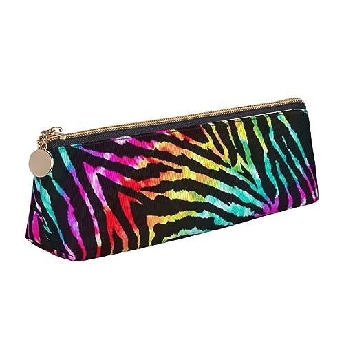 DOFFO Bunte Regenbogen Zebra Gedruckt Nette Bleistift Fall Ästhetische Bleistift Beutel Spezielle Stift Fall Kleine Bleistift Tasche Langlebig Bleistift Box Reißverschluss Bleistift Fällen Für Frauen von DOFFO