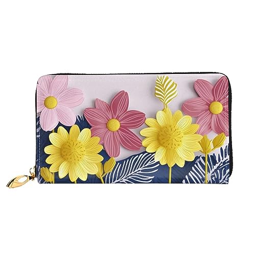 DOFFO Cherry Blossoms Tree Print Leder Brieftasche Für Frauen Geldbörse Slim Zip Telefon Kleingeld Geldbörse Clutch Kartenhalter Fall Brieftasche, Niedliche dekorative Blumen, Einheitsgröße von DOFFO