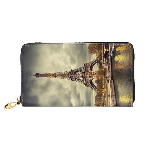 DOFFO Cherry Blossoms Tree Print Leder Brieftasche Für Frauen Geldbörse Slim Zip Telefon Kleingeld Geldbörse Clutch Kartenhalter Fall Brieftasche, eiffelturm - paris, Einheitsgröße von DOFFO