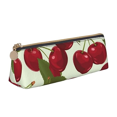 DOFFO Cherry Fruit Printed Cute Pencil Case Aesthetic Pencil Pouch Special Pen Case Small Pencil Bag Durable Pencil Box Zipper Pencil Cases For Women Office Work And Study, weiß, Einheitsgröße von DOFFO