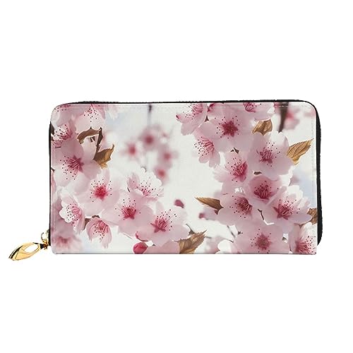 DOFFO Cinque Terre Landschaft Druck Leder Brieftasche Für Frauen Geldbörse Schlank Reißverschluss Telefon Kleingeld Geldbörse Kupplung Kartenhalter Fall Brieftasche, Cherry Blossom, Einheitsgröße von DOFFO