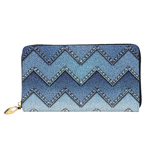 DOFFO Corgi Print Leder Geldbörse Für Frauen Geldbörse Fall Brieftasche Schlank Reißverschluss Telefon Kleingeld Geldbörse Clutch Kartenhalter, Gradient Blue Denim, Einheitsgröße von DOFFO